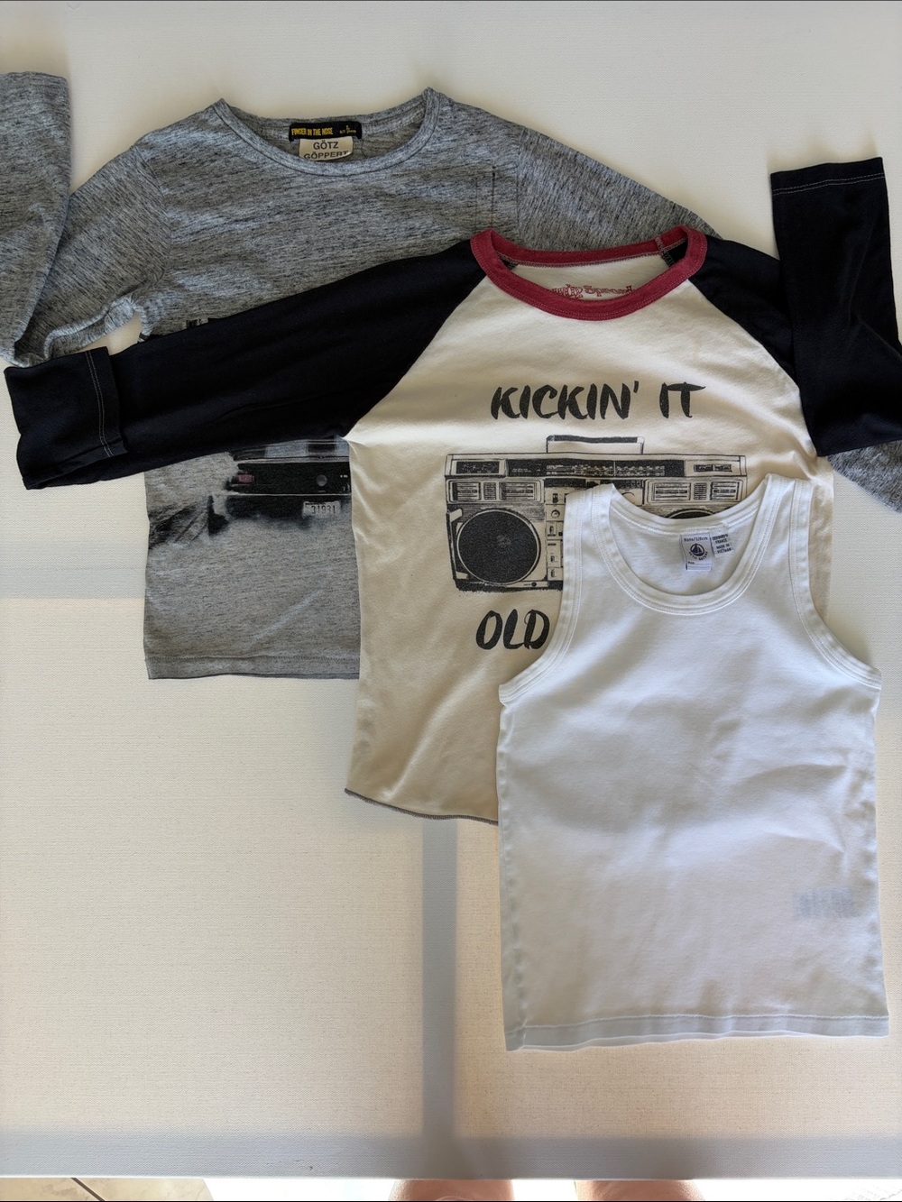 Bundle Boy Gymboree Boys Raglan Long Sleeve Tee in Black, White & Red Trim